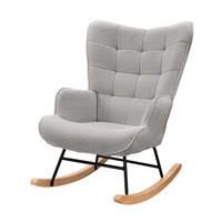 SCHAUKELSTUHL, Entspannend, Teddy-Velours, Belastbarkeit 120 kg, Grau - Grau/Kieferfarben, Holz/Textil (68/92/75cm) - GENKI LIVING