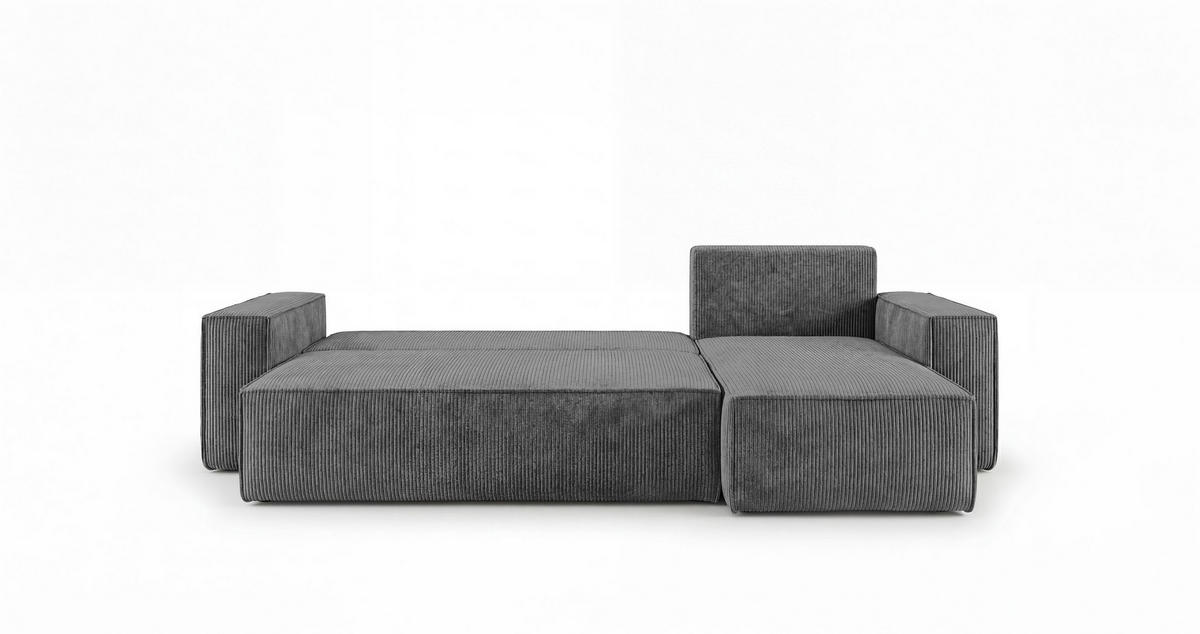 ECKSOFA CALIFORNIA MINI rechts dunkelgrau Cord Poso 60 - Schlaffunktion, Bettkasten - Anthrazit, Textil (245/139cm) - Cornero