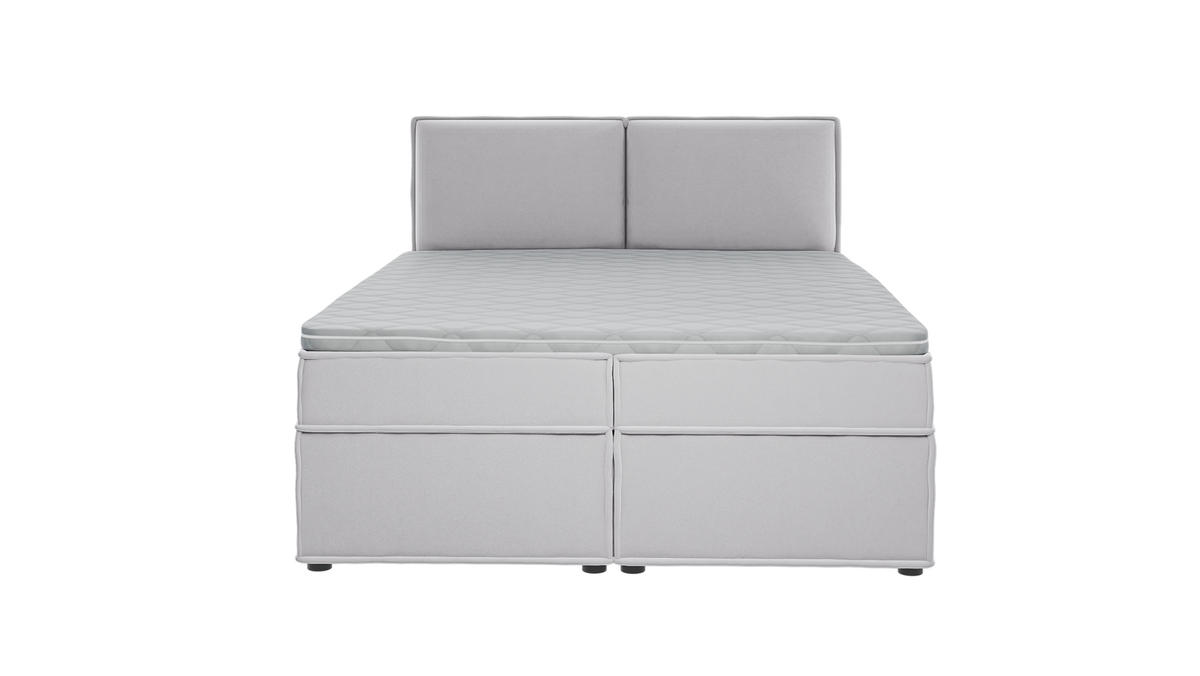 BOXBETT Eclipse 160/200 cm Silber Luxusmicrofaser - Silberfarben/Schwarz, Holz/Kunststoff (160/200cm) - S-Style Möbel