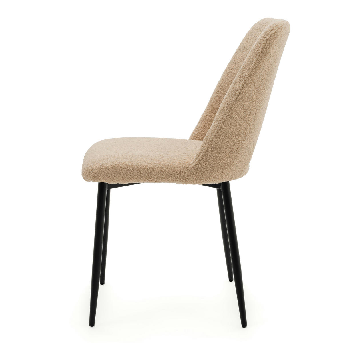 STUHL ORO gepolsterter mit Steppung - beige - Boucle - Beige/Schwarz, Textil/Metall (47/91/55cm) - NEW HOME