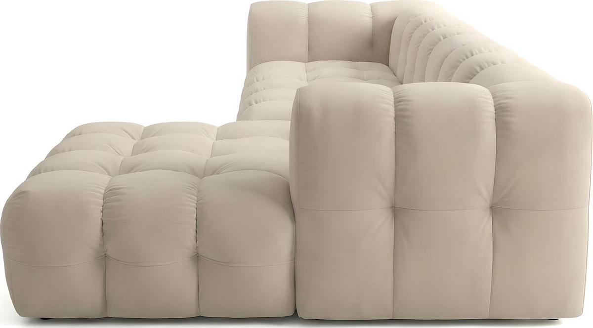 ECKSOFA Mochi L-Form 5-Sitzer Rechts, Samt, Dunkelgrün 290/75/193 cm - Dunkelgrün/Schwarz, Kunststoff/Textil (290/193cm) - WFL GROUP