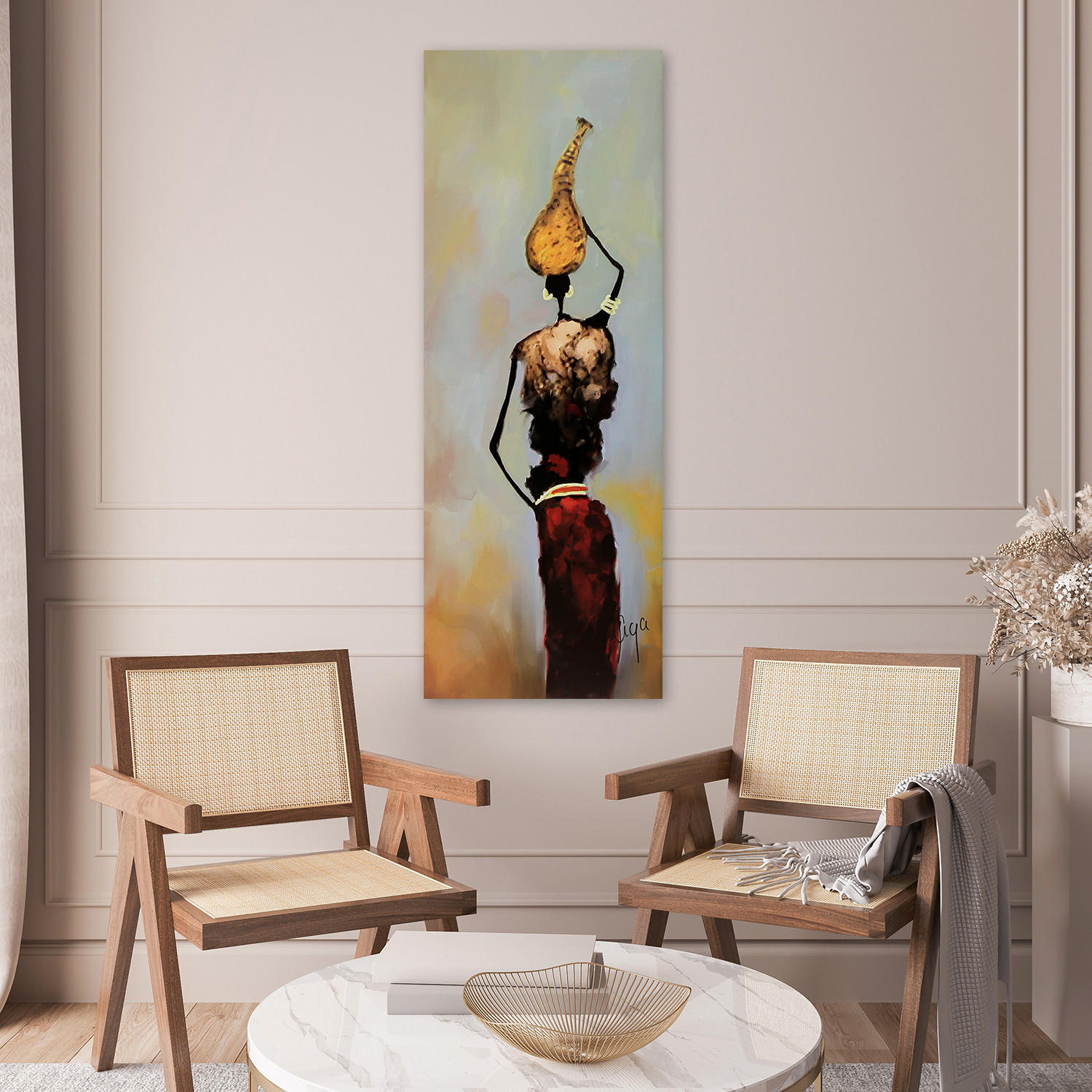 WANDBILD afrikanische frau - Grau, Textil (30/90cm) - Feeby