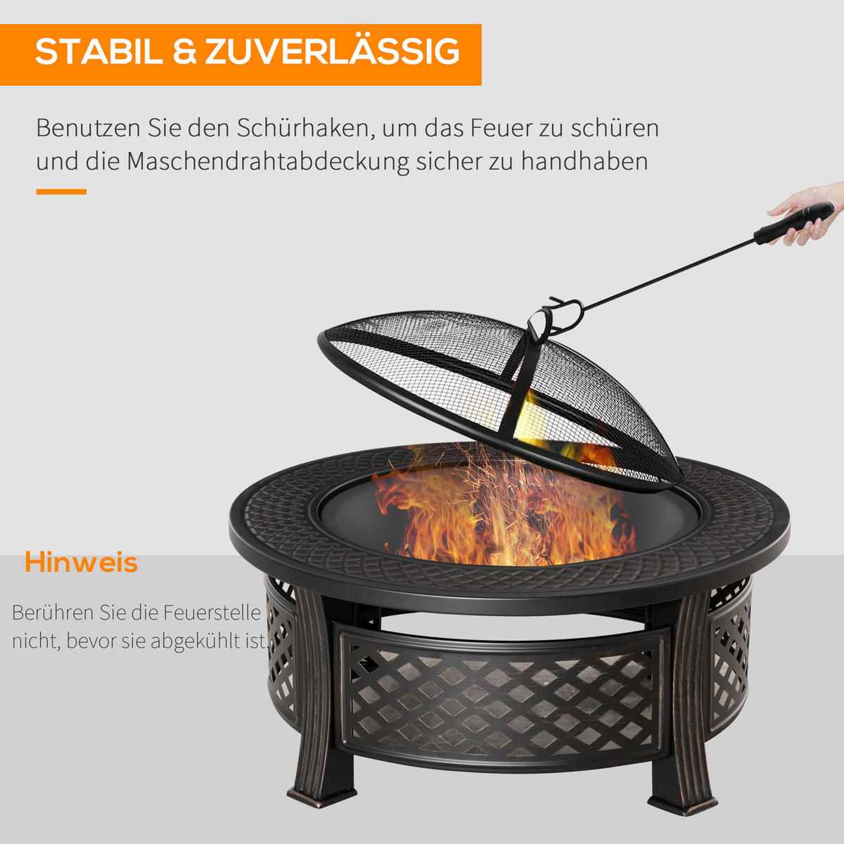 FEUERSCHALE, Stahl, Polyester, Schwarz - Schwarz, Kunststoff/Metall (81/50/81cm) - Outsunny