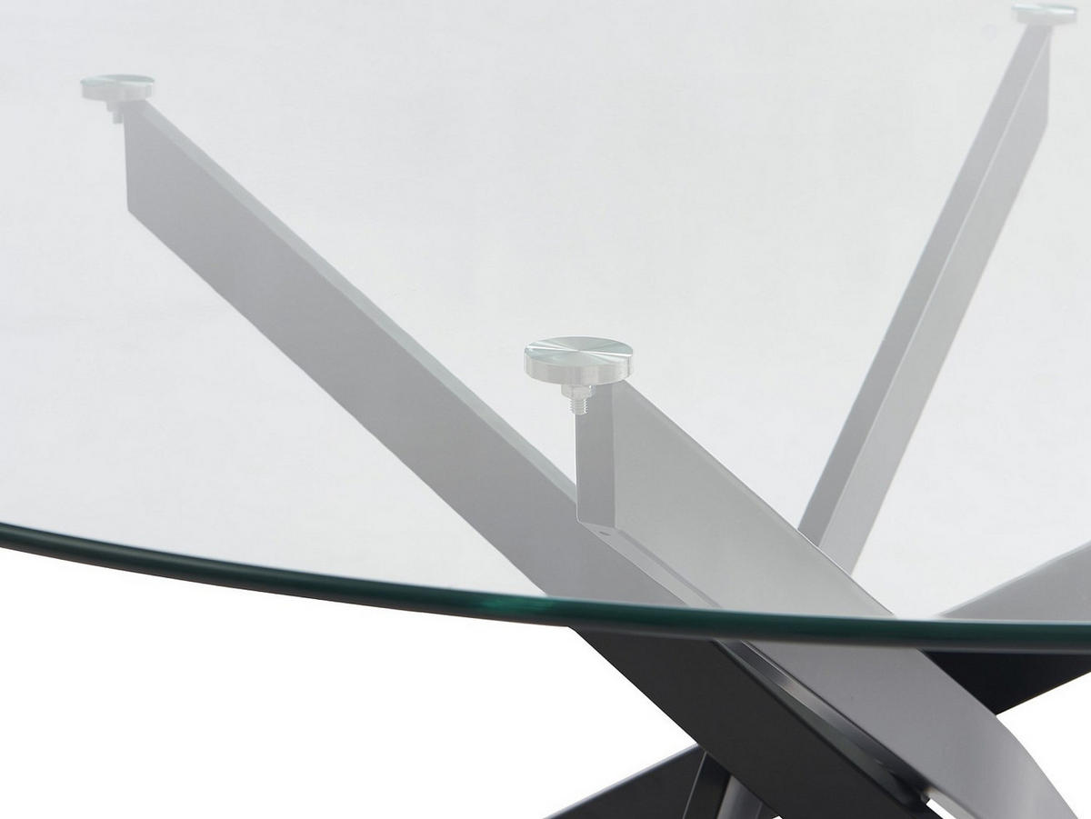 ESSTISCH rund für 6 Personen - Sicherheitsglas & schwarzes Metall - Transparent - COSIMA - Transparent, Glas (160/160/72.5cm) - Vente-Unique