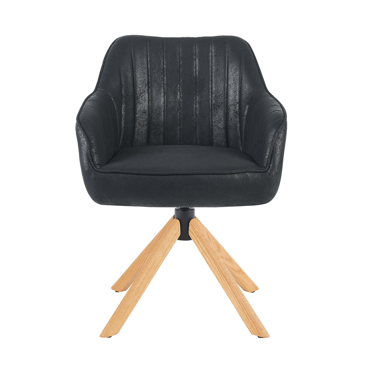 ARMLEHNSTUHL Mika-Luis - Honigeiche/Schwarz, Eichenholz/Holz (60/82/61cm) - DUBI Möbel