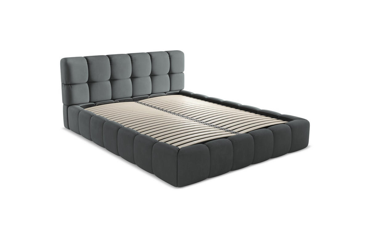 POLSTERBETT mit Bettkasten und Lattenrost 180x228 Blau - Blau/Blaugrau, Kunststoff/Textil (160/200cm) - Makamii