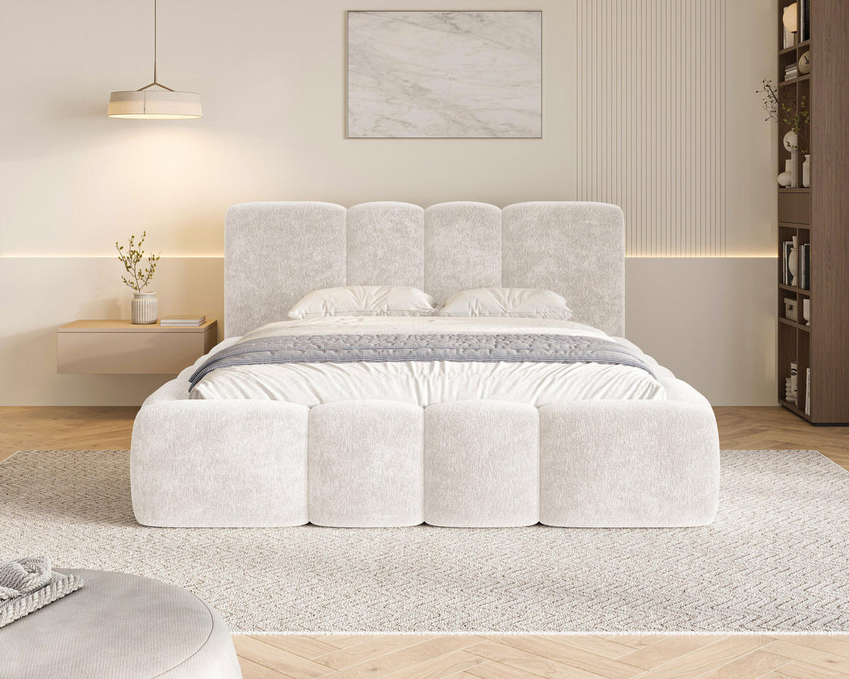 POLSTERBETT 26 - 180x200 cm – Amari – Bett mit Bettkasten und Gepolstertem Kopfteil - Beige, Holz (180/200cm) - ROYAL24_MARKT