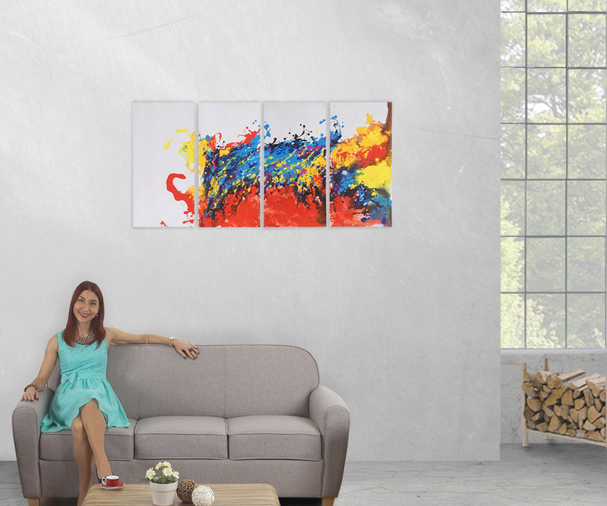 ÖLGEMÄLDE WAVE HANDGEMALT Mehrfarbig - Multicolor, Textil (120/60cm) - MCW