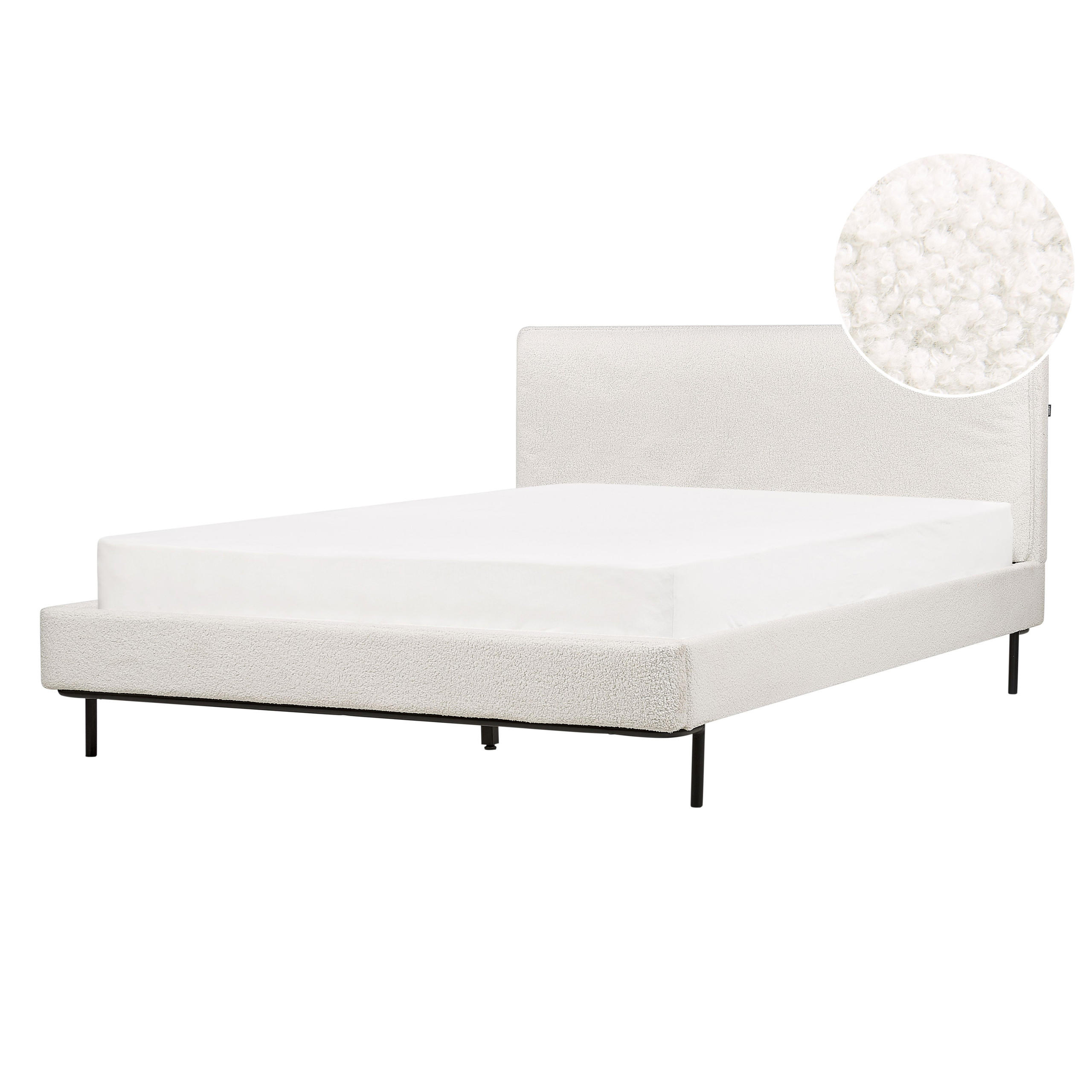BETT mit Lattenrost 140/200 Bouclé Cremeweiß Corio - Creme, Textil (140/200cm) - Beliani
