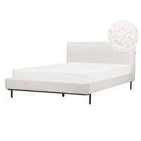 POSTEL s roštem 140/200 cm Bouclé Krémově bílá Corio - krémová, textil (140/200cm) - Beliani