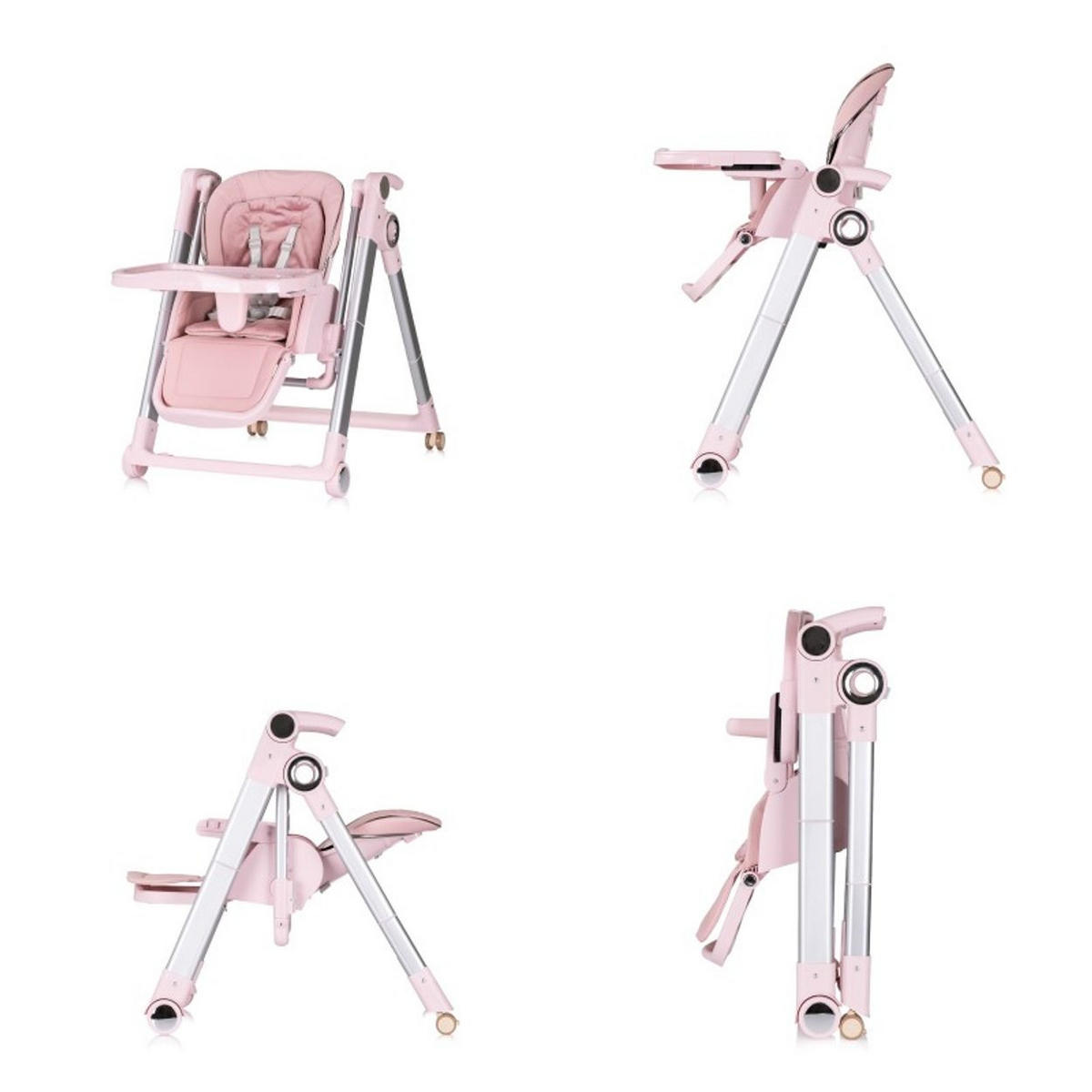 KINDERHOCHSTUHL 2 in 1 Super Chef rosa Babyschaukel, Fußstütze, klappbar - Rosa, Metall (59/101/73cm) - Chipolino
