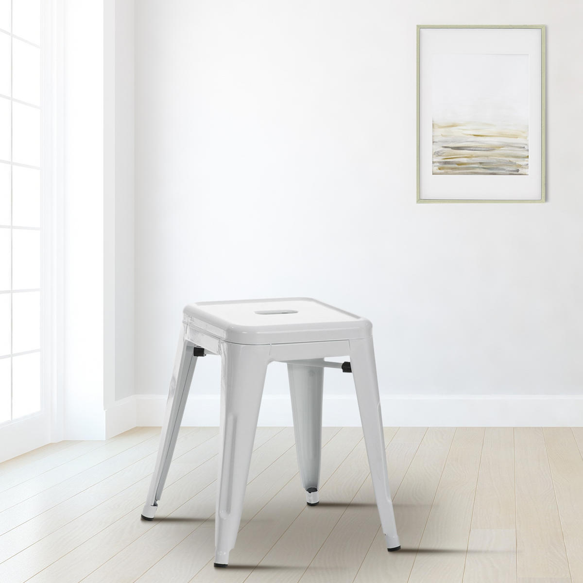 SITZHOCKER Arvida weiß - Weiß, Metall (40/46/40cm) - TPFLiving