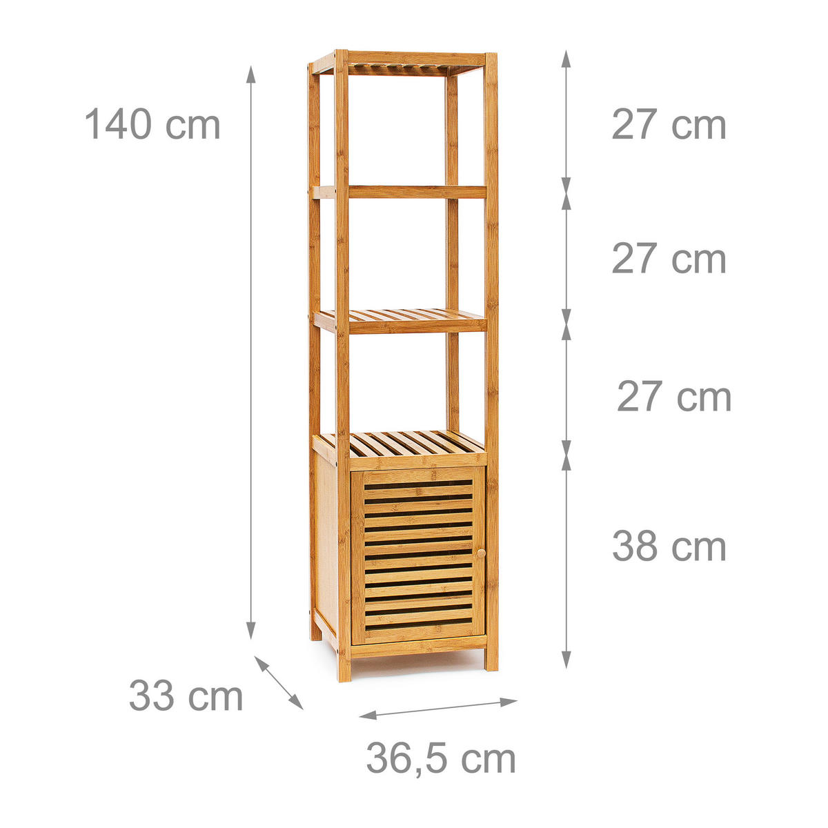 BADREGAL - Hellbraun, Holz (36.5/140/33cm) - Relaxdays