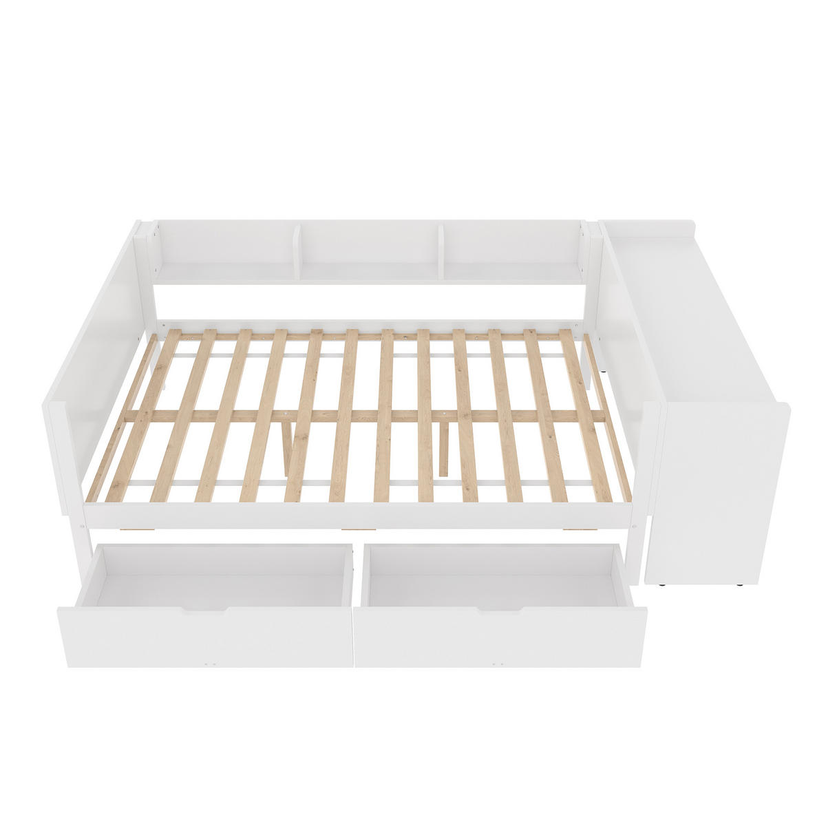 KINDERBETT 140/200 cm rosa mit Schreibtisch und Rollbett - Weiß, Holz (140/200cm) - OKWISH