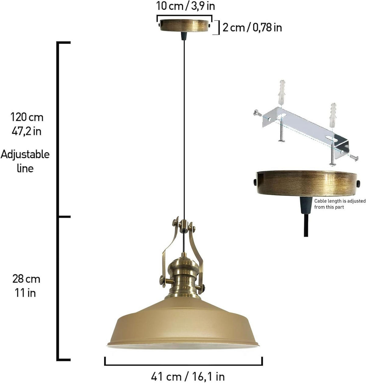PENDELLEUCHTE Asletl 40/30 cm - Beige, Metall (30/40/31cm) - Bamyum