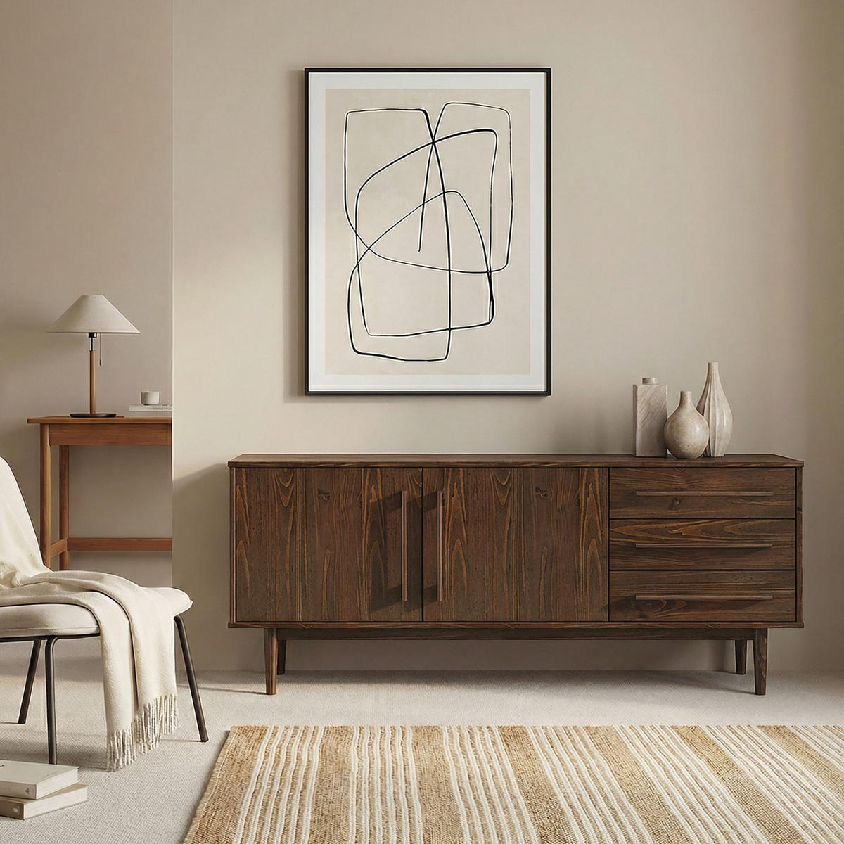 SIDEBOARD TECCA nussbaum - Nussbaumfarben, Holz (170/71/41cm) - IDIMEX