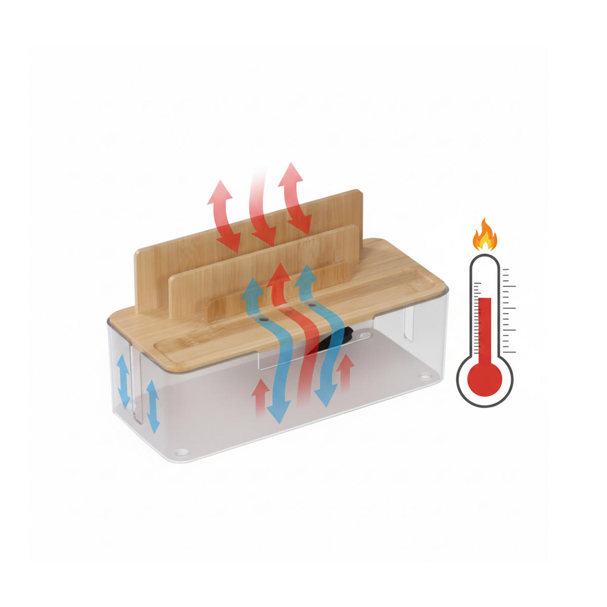 KABELBOX - Braun, Holz/Kunststoff (13/30/16cm) - Relaxdays