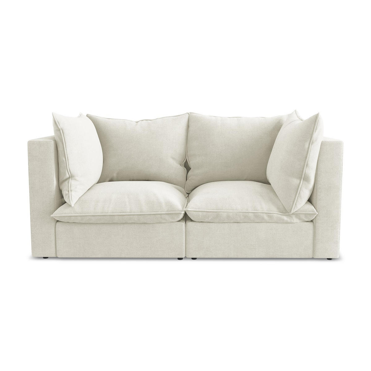 2-SITZER SOFA Strukturstoff Beige - Beige/Schwarz, Holzwerkstoff/Kunststoff (180/77/90cm) - LaMiaSofa