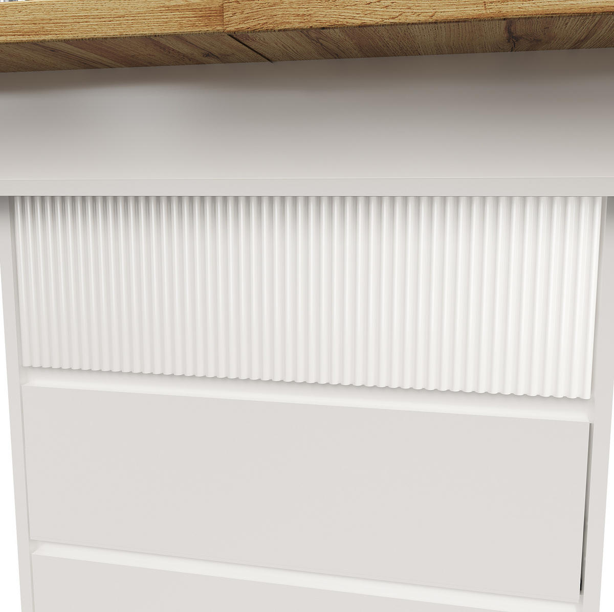 ESSTISCH 110-140/80/75 cm Weiß/Natur aus MDF mit Stauraum - Weiß, Holzwerkstoff (140/80/75cm) - OKMYHOME