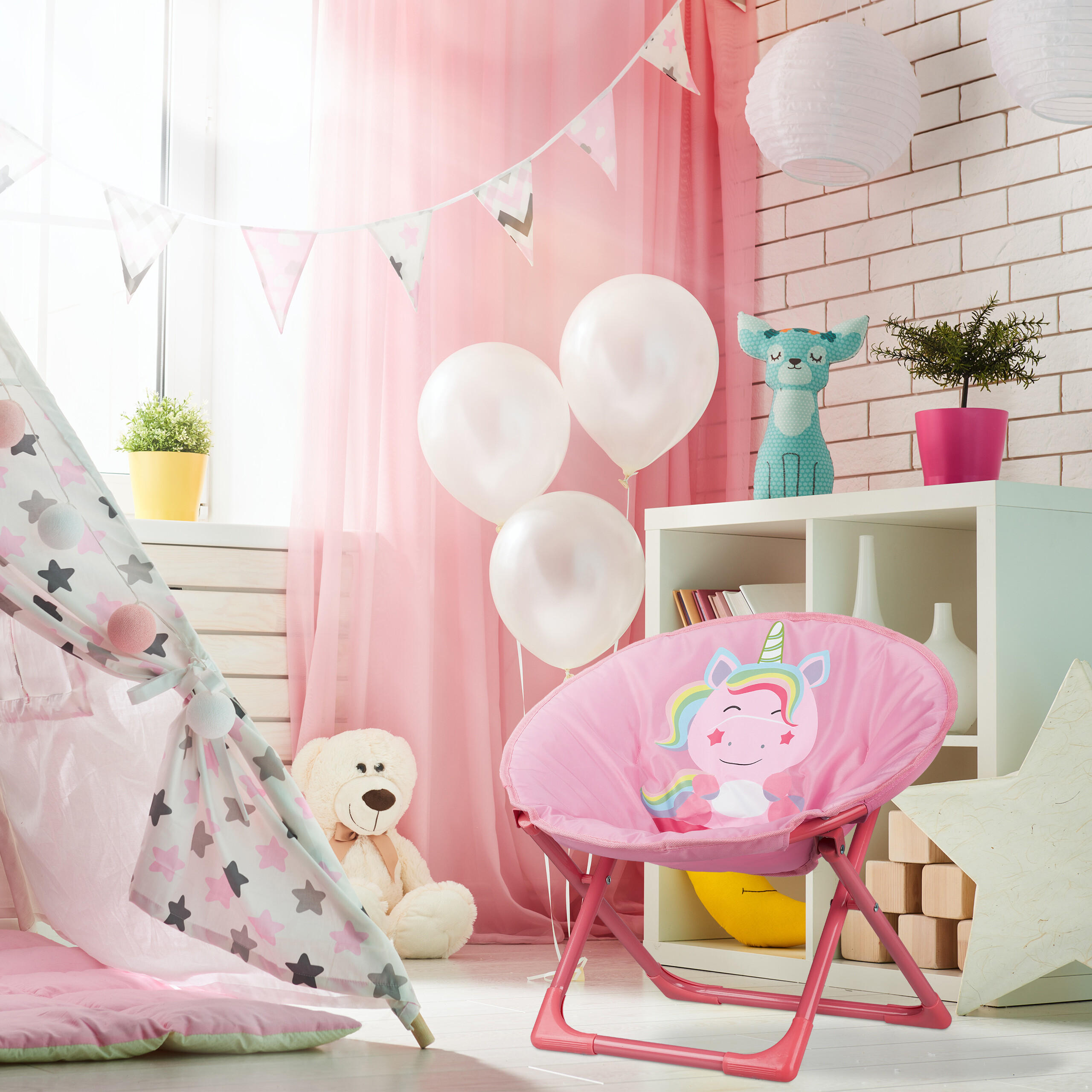KINDERSTUHL Moonchair - Pink, Kunststoff/Textil (50/47/48cm) - Relaxdays