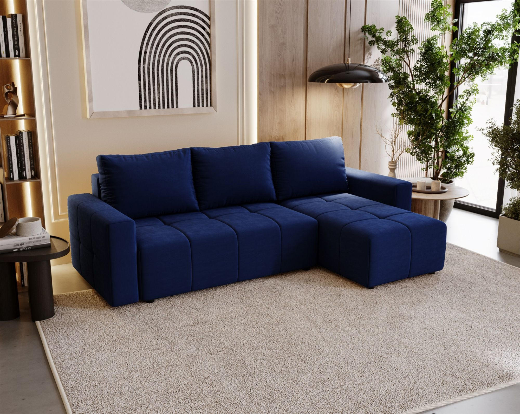 ECKSOFA Noha In Kronos - Dunkelblau, Holzwerkstoff/Textil (231/142cm) - Fun Möbel