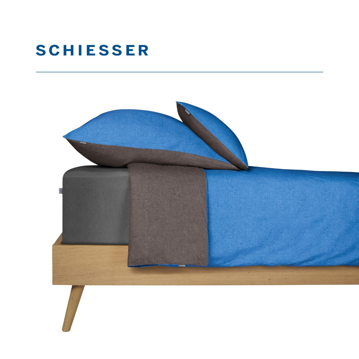 BETTWÄSCHESET Doubleface - Renforcé - 2-teilig - 135 x 200 cm - Blau-Dunkelgrau - Blau/Dunkelgrau, Textil (135/200cm) - SCHIESSER