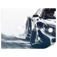 FOTOTAPETE für Jugendzimmer Drift Sportwagen Action 250x175 - Schwarz/Weiß, Papier (250/175cm) - Muralo
