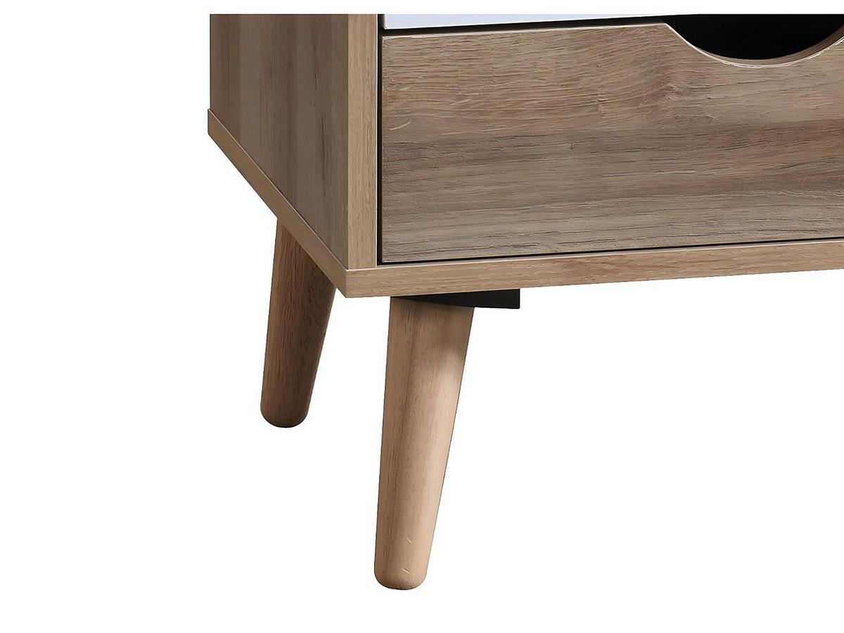 NACHTTISCH mit 3 Schubladen - Holzfarben, Weiß und Blau - LURVIA - Multicolor, Holz (45/57/40.5cm) - Vente-Unique