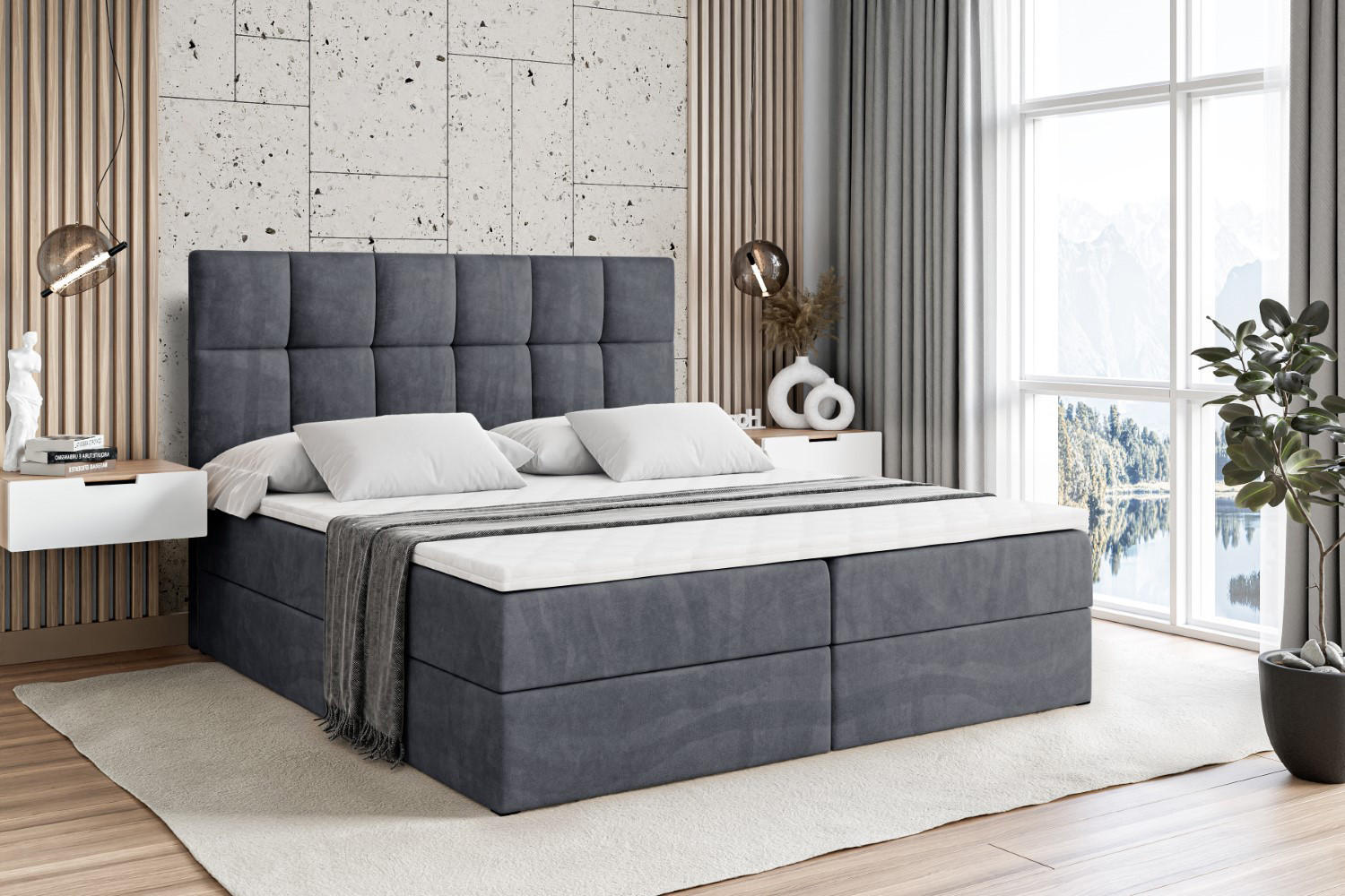 BOXBETT mit H3-Matratze und Lattenrost - RICAR - 120x200 Dunkelgrau - Dunkelgrau, Holzwerkstoff (120/200cm) - ALTDECOR