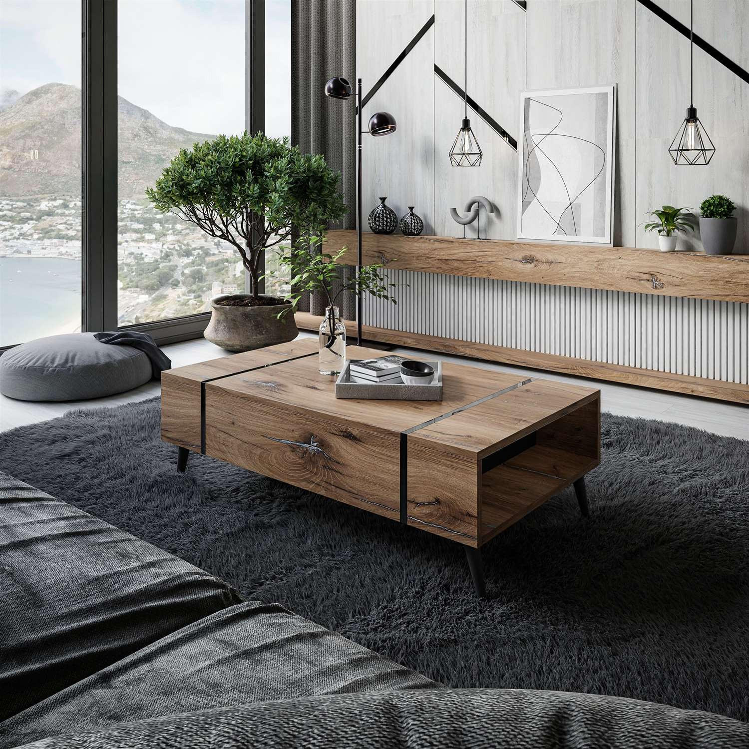COUCHTISCH ONYX LOFT auf Beinen - Eichefarben, Holzwerkstoff (41.5/104/65cm) - Lookway