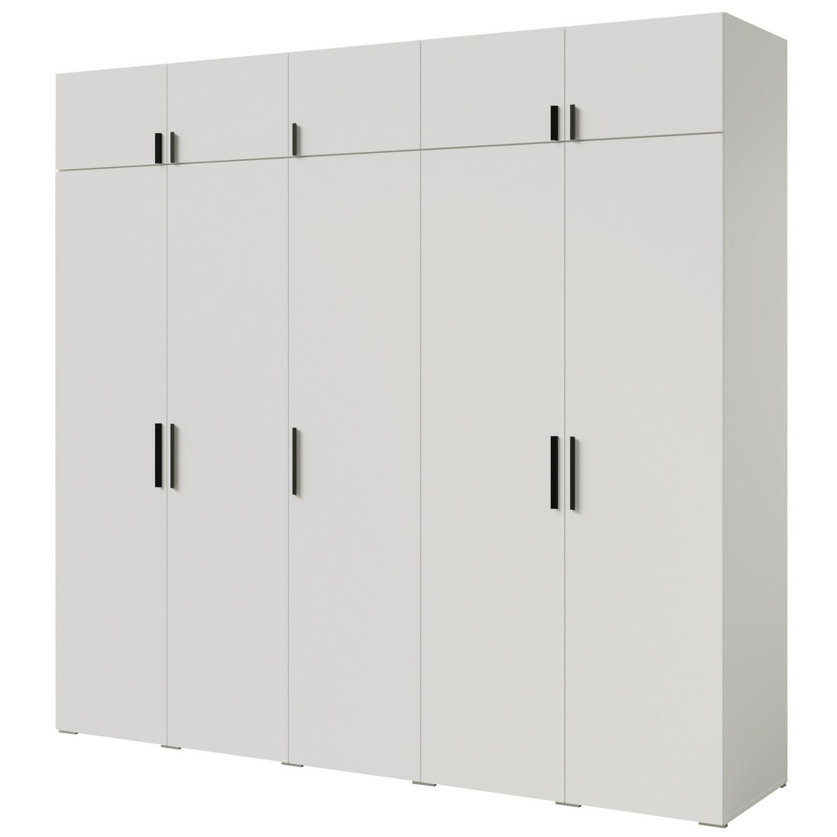 DREHTÜRENSCHRANK mit Aufsatz Napoli 5D 250 Weiß (schwarzer oder goldener Griff) - Silberfarben/Schwarz, Holzwerkstoff/Kunststoff (250/35/60cm) - mzm24