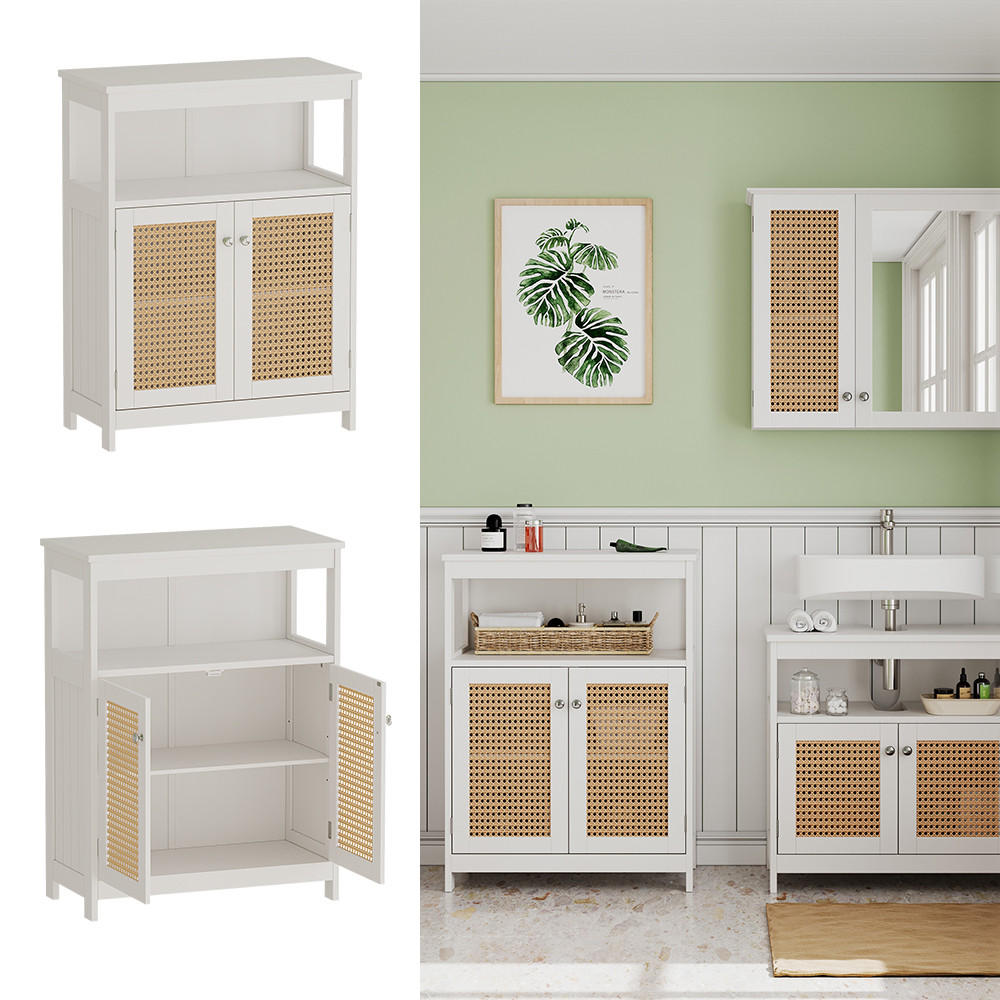 MIDISCHRANK Rosario Weiß 60 x 80 cm mit Türen und offenem Fach - Weiß, Holzwerkstoff (60/80/30cm) - Vicco