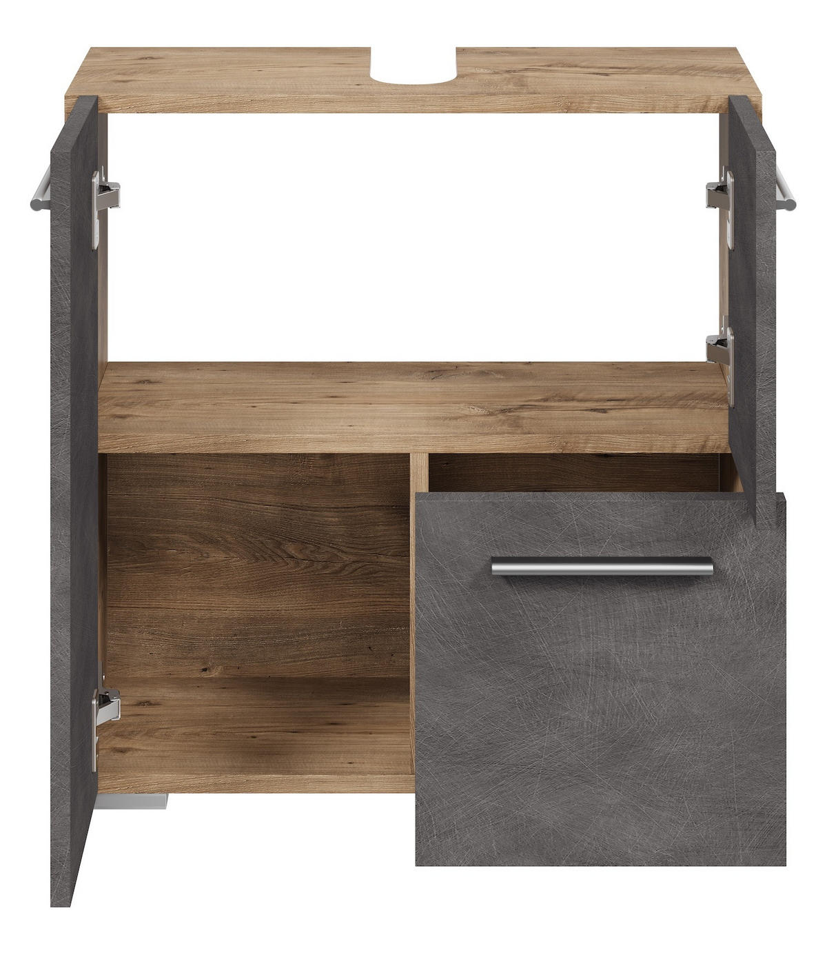 WASCHBECKENUNTERSCHRANK Mars Kastanien Eiche / Grau - 60 x 30 x 60 cm - Eichefarben/Grau, Holz (60/60/30cm) - Badplaats