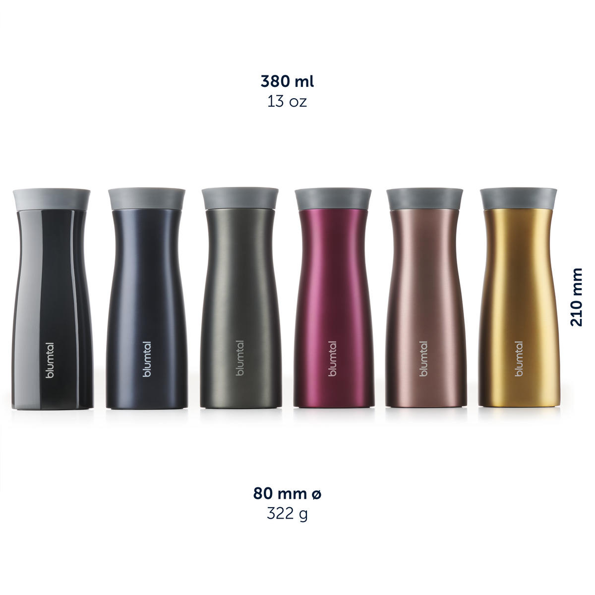 THERMOBECHER 380 ml - Kaffeebecher to go aus Edelstahl - auslaufsicherer Isolierbecher kalt/heiß - 360° Trinköffnung - Dunkelblau - Dunkelblau, Metall (0.38L) - Blumtal