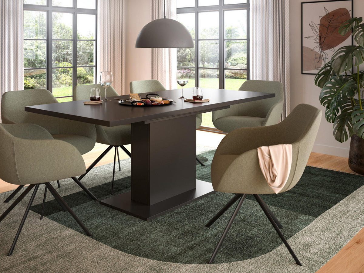 ESSTISCH grau, Küchentisch ausziehbar 150 - 190 cm - Grau, Holzwerkstoff/Metall (150/90/76cm) - Inn.Furn