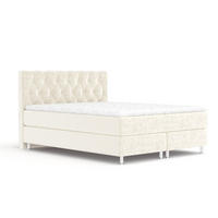 BOXSPRINGBETT Otus Creme 180/200 cm mit Latex-Topper - Silberfarben/Creme, Holz/Holzwerkstoff (180/200cm) - Maison de Reve