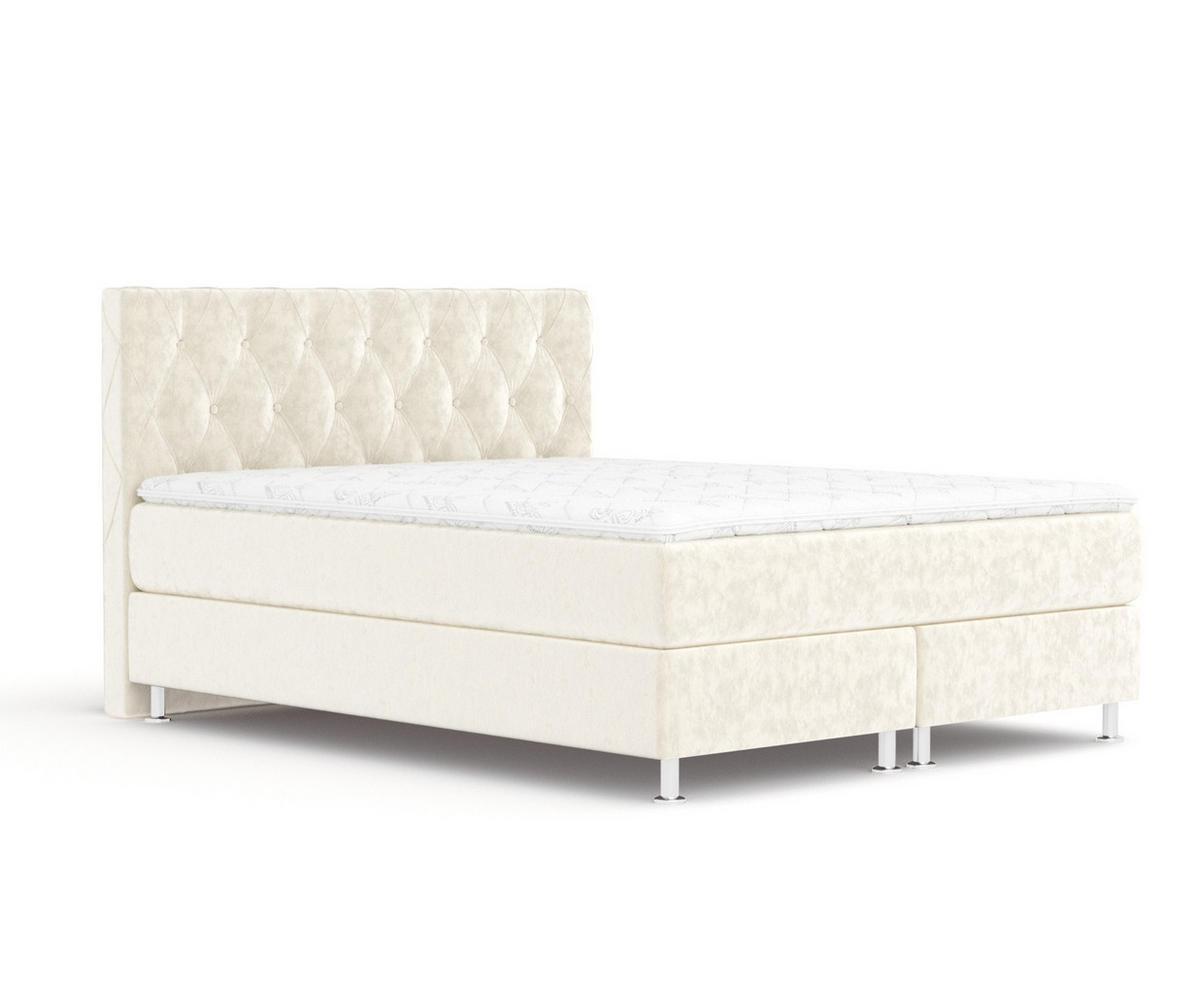 BOXSPRINGBETT Otus Creme 180/200 cm mit Latex-Topper - Silberfarben/Creme, Holz/Holzwerkstoff (180/200cm) - Maison de Reve