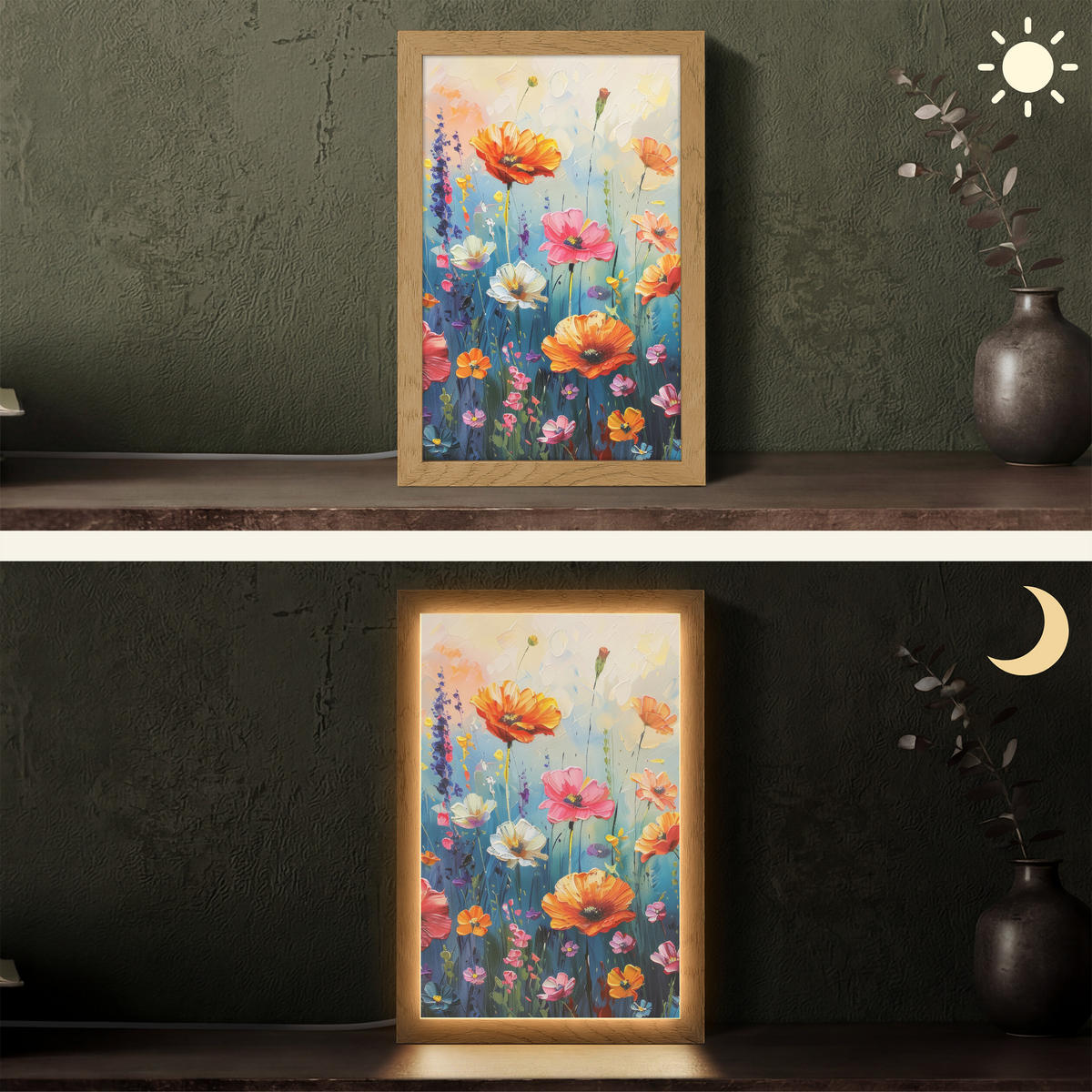 STOLNÁ LAMPA Kvety - Príroda - Akvarel - Umenie 20x30 cm - staroružová, kompozitné drevo (8/20/30cm) - OnlyWow