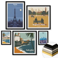 WANDBILDER 5er-Set - 50x50 cm & 20x30 cm & 40x60 cm Schwarzer Rahmen - Touristische Küstenlandschaften - Schwarz, Kunststoff (40/60cm) - ArtPrintCave