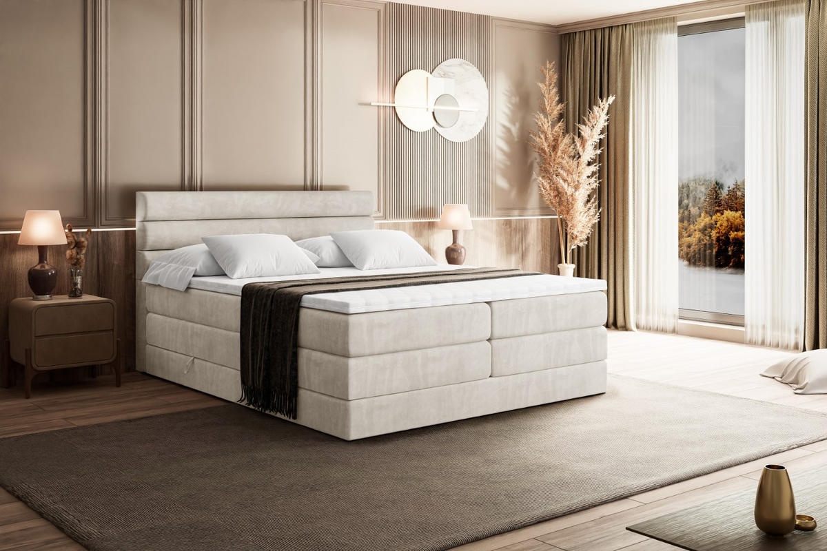 BOXSPRINGBETT CELESTIA KING - 120x200 - H3/H4 - Creme - Creme, Holzwerkstoff (120/200cm) - ALTDECOR