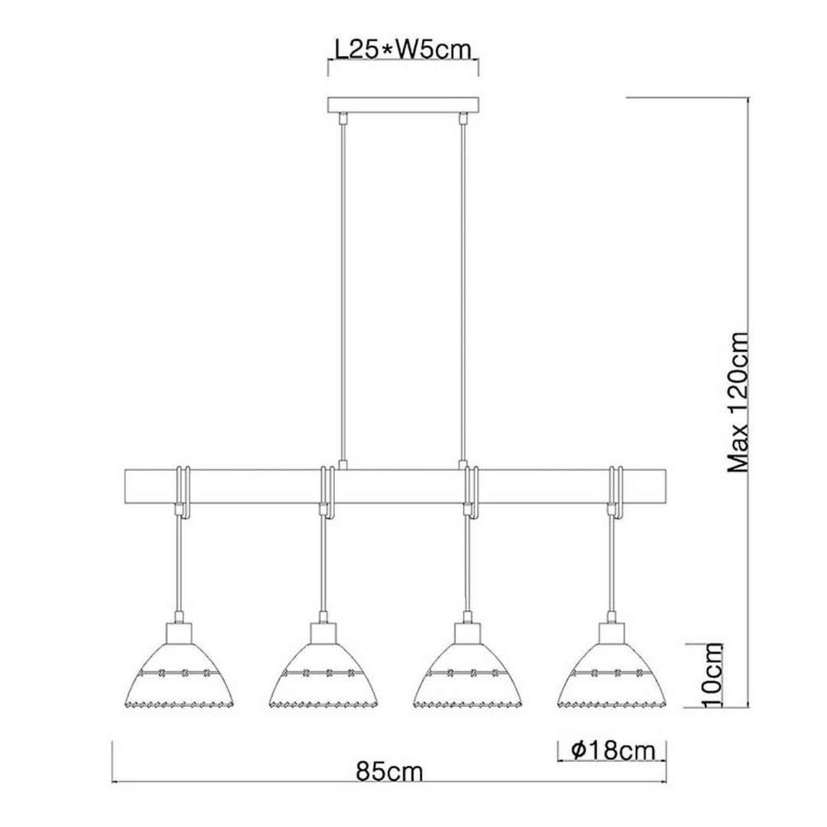 LED HÄNGELEUCHTE Textil Beige Hanfseil Schwarz - Beige, Metall (85/18/120cm) - Globo Lighting