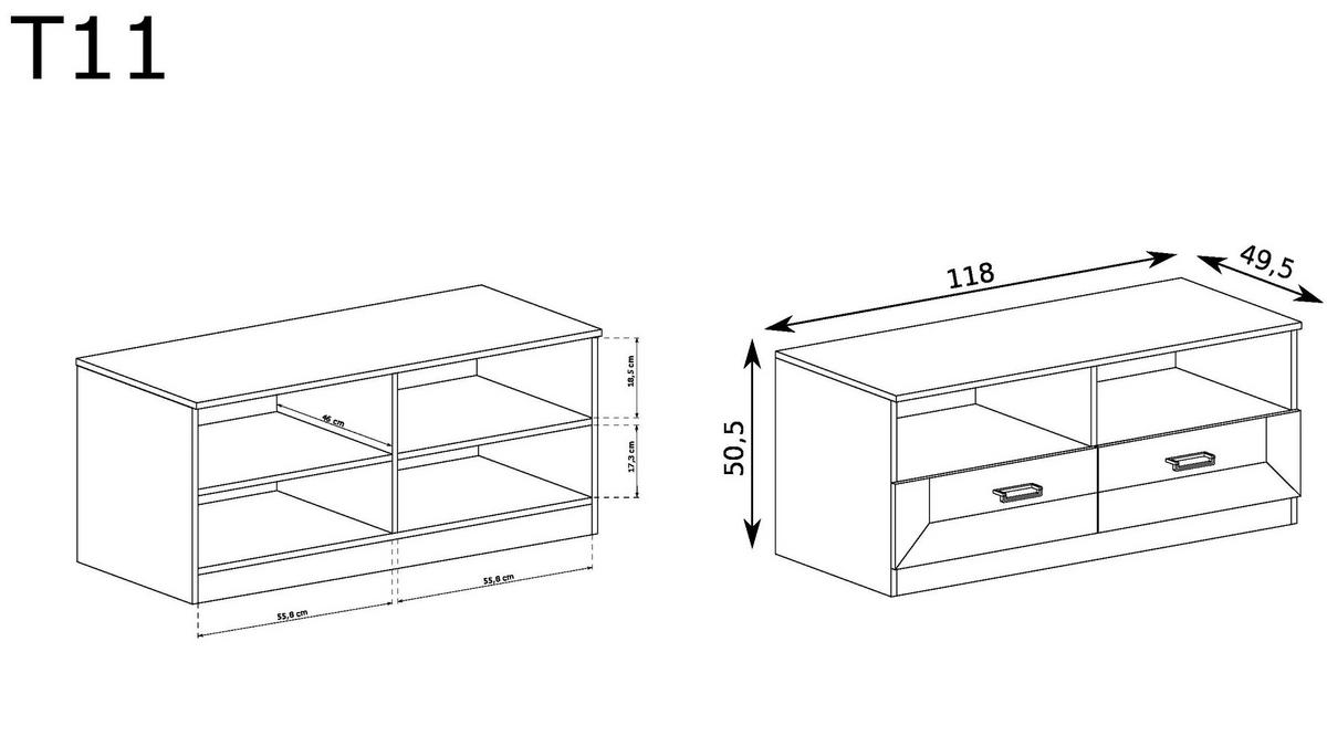 TV-SCHRANK TADEUSZ-11 - Akaziefarben, Holzwerkstoff (118/50/50cm) - Meblini