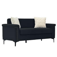 SOFA 2er-Set 172 cm Schwarz Stoff mit Metallfüßen - Schwarz, Holz (73.5/81.5/172.1cm) - Meubliv