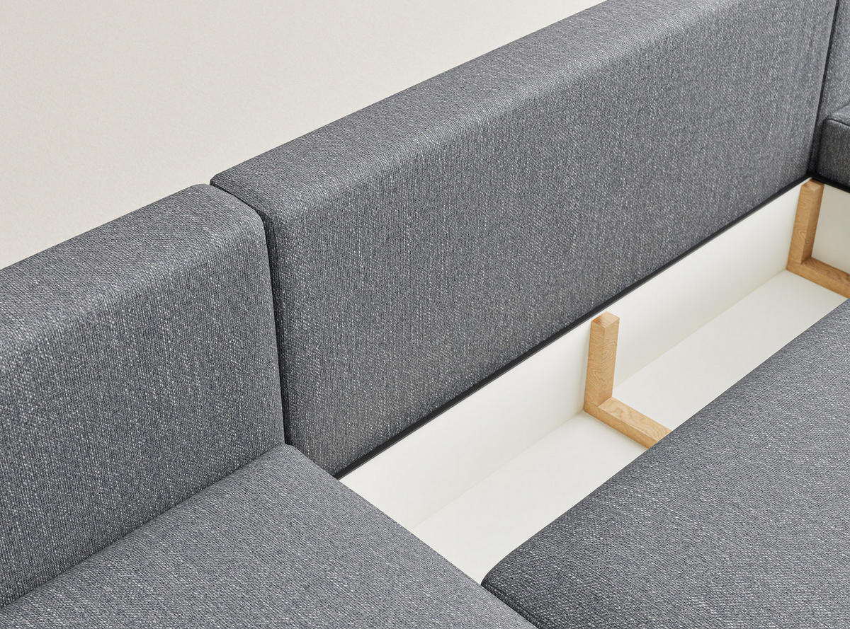 WOHNLANDSCHAFT MIT SCHLAFFUNKTION Numba Grau Webstoff - Schwarz/Grau, Holz/Holzwerkstoff (397/70/153cm) - Maison de Reve