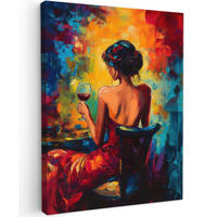 LEINWANDBILD Wein - Frau - Stimmungsvoll - Farbenfroh 60x80 cm - Bordeaux, Textil (60/80cm) - MuchoWow