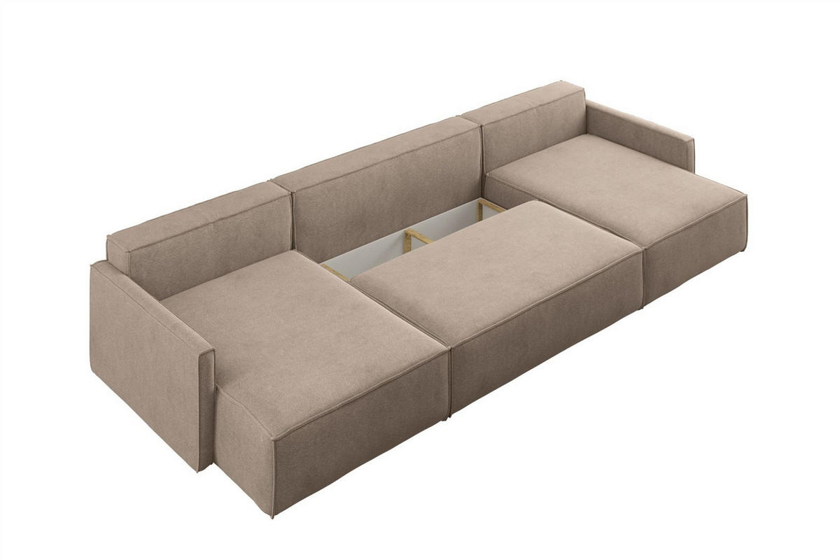 WOHNLANDSCHAFT Louis Scala - Salbeigrün, Holzwerkstoff/Textil (348/83/142cm) - Fun Möbel