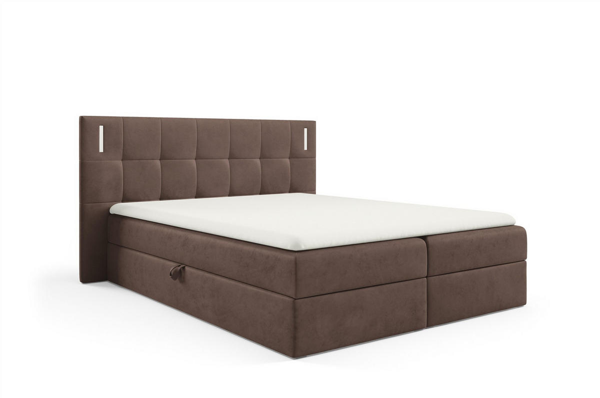 BOXBETT Martim Premium - Braun, Holzwerkstoff/Textil (200/200cm) - Fun Möbel
