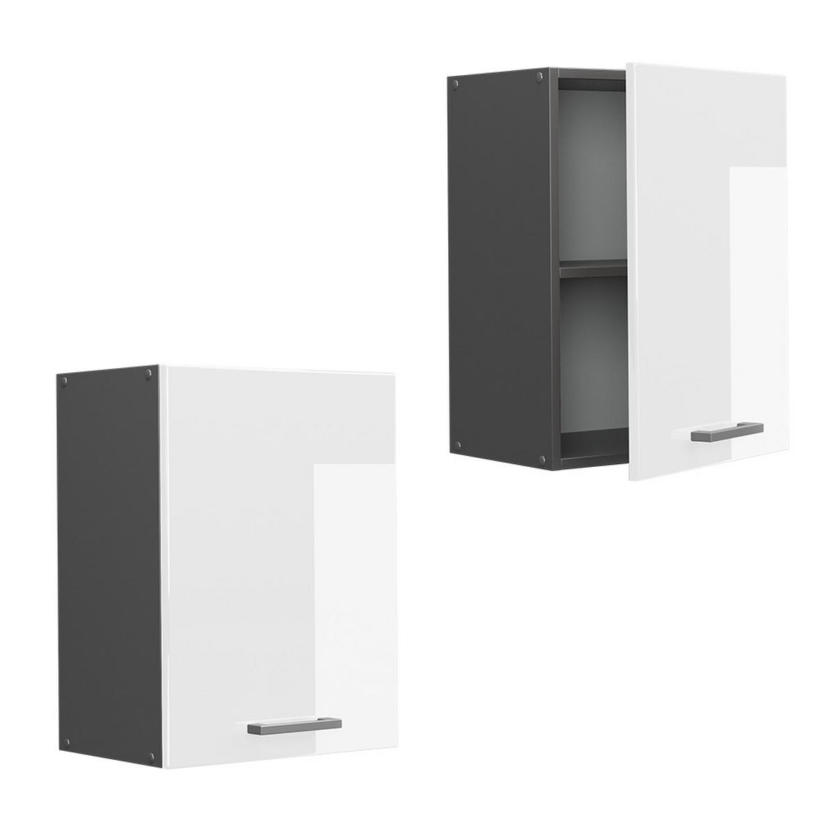 HÄNGESCHRANK R-Line Weiß Hochglanz 45 cm - Weiß Hochglanz/Anthrazit, Holzwerkstoff (45/60/31cm) - Vicco