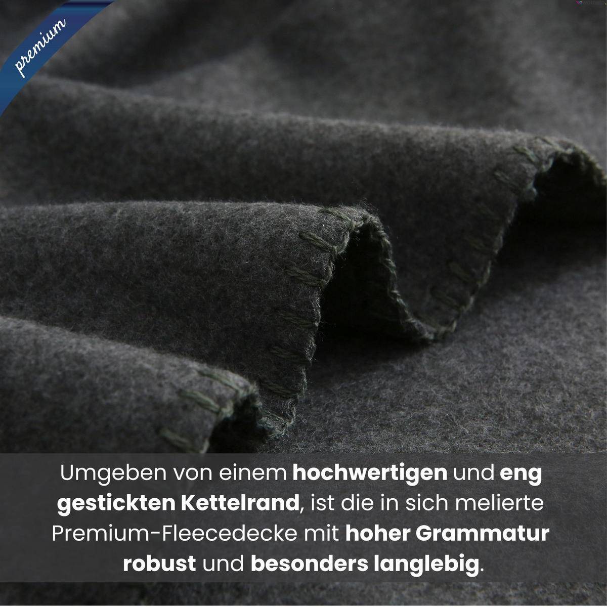 FLEECEDECKE 2er Set premium-line dunkelgrau 130/160 cm Ketteleinfassung Anti-Pilling - Dunkelgrau, Textil (130/160cm) - wometo