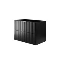 WASCHBECKUNTERSCHRANK, Schwarz, 80 x 57 x 46 cm, silberner Griff, ohne Arbeitsplatte - Silberfarben/Schwarz, Holzwerkstoff (80/57/46cm) - 3XE LIVING